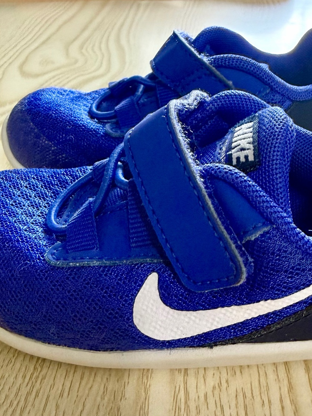 Nike Kids Blue Velcro Sneakers with White Swoosh